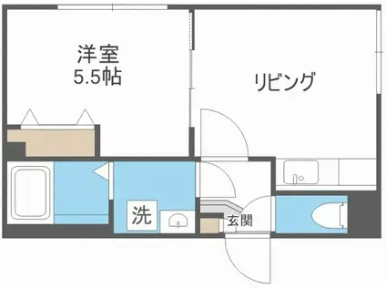 ラフール北野(1LDK/2階)の間取り写真