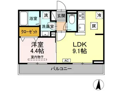 MIRA CIELO富沢(1LDK/3階)の間取り写真