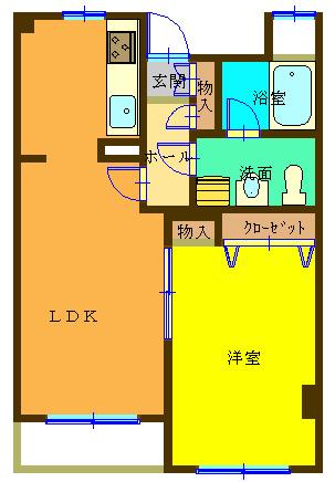 ヴェル・ドミール(1LDK/3階)の間取り写真