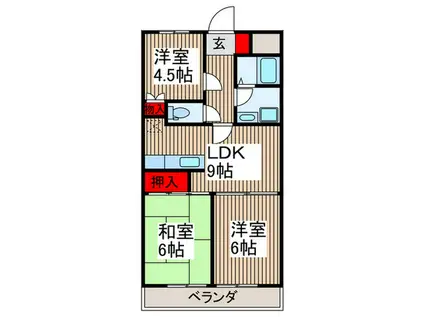 サンハイツ石田(3LDK/5階)の間取り写真