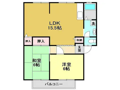 アビタシオン高見II(2LDK/2階)の間取り写真
