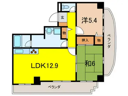 グランテール岡本(2LDK/2階)の間取り写真