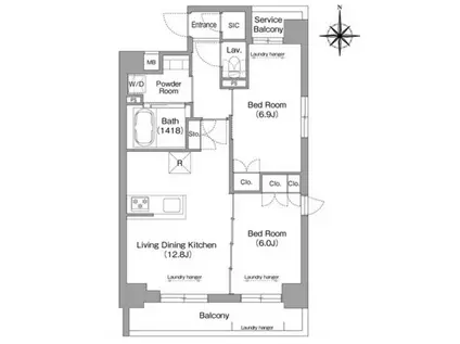 メトロステージプラス中野弥生町(2LDK/4階)の間取り写真
