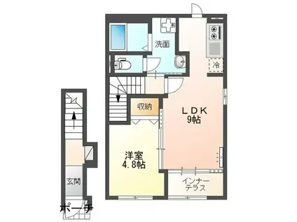 岐阜市長良G様II期アパート(1K/2階)の間取り写真