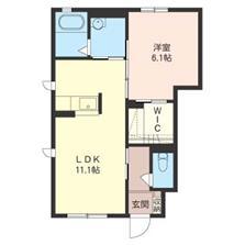 ビエントB棟(1LDK/1階)の間取り写真