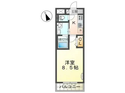 ジョン・ベール桜台(1K/2階)の間取り写真