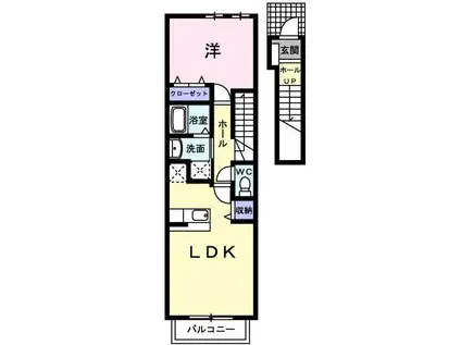 グラース・アンジュ A棟(1LDK/2階)の間取り写真