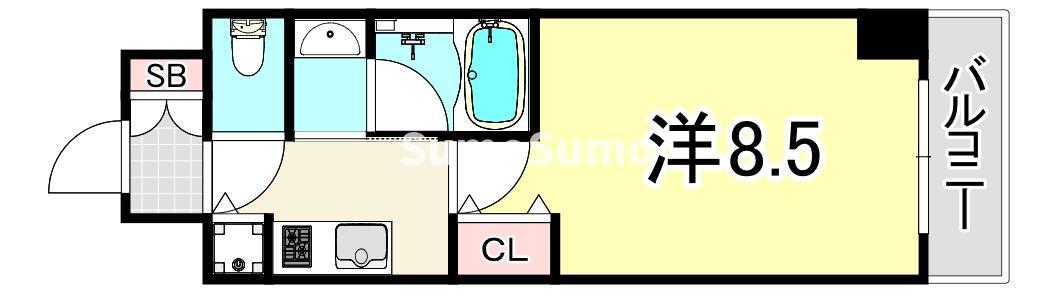 ブロード塚本駅前レジデンス(1K/2階)の間取り写真