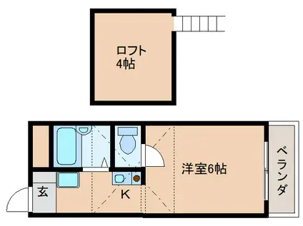 ビロウウッド神明(1K/4階)の間取り写真