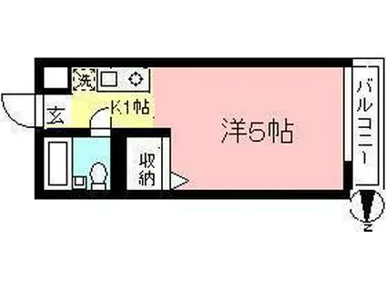 グリーンハイツ生田(1K/3階)の間取り写真