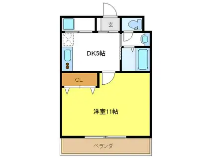 オーベル阪下(1DK/3階)の間取り写真