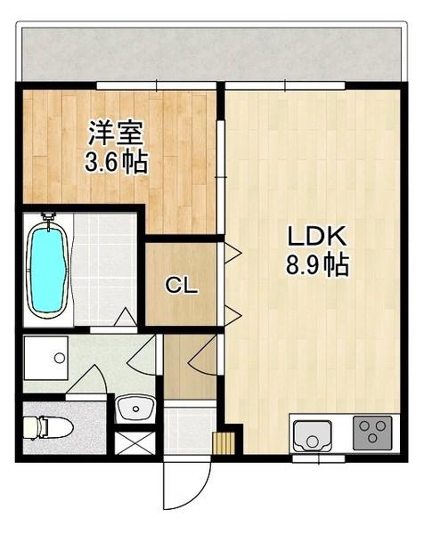 MODERN PALAZZO J-BLUE(1LDK/2階)の間取り写真