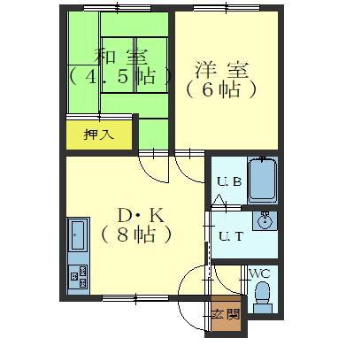 蘭ハイツ3号(2DK/2階)の間取り写真
