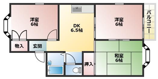 ソアール 西明石(3DK/2階)の間取り写真