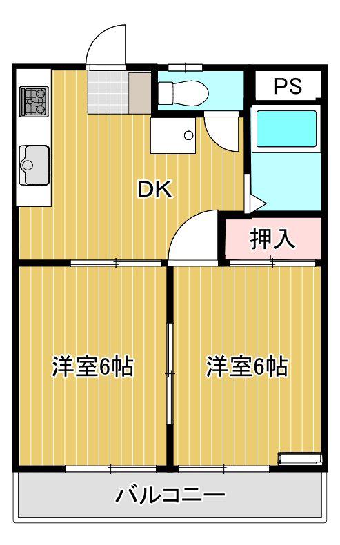 モンテヴェルデ(2DK/1階)の間取り写真