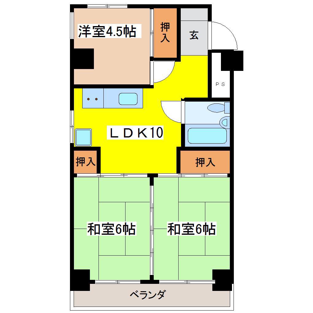 氷川ハイツ(3LDK/2階)の間取り写真