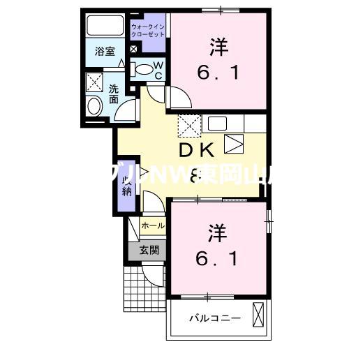 オフショア(2DK/1階)の間取り写真