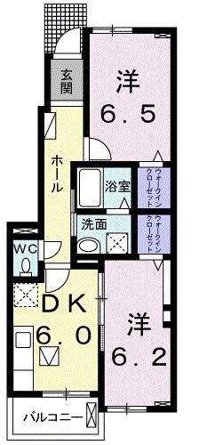 ファームティップII(2DK/1階)の間取り写真