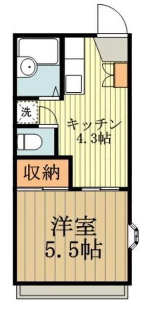 グリーンフラット(1K/1階)の間取り写真