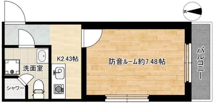 ROOMS(1K/3階)の間取り写真