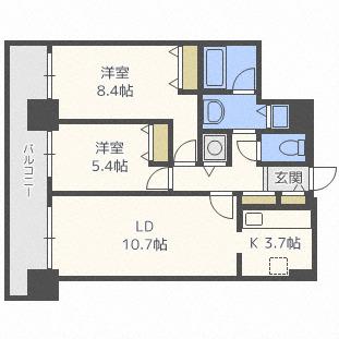 8・3スクエアディーグラフォート札幌ステーションタワー(2LDK/23階)の間取り写真