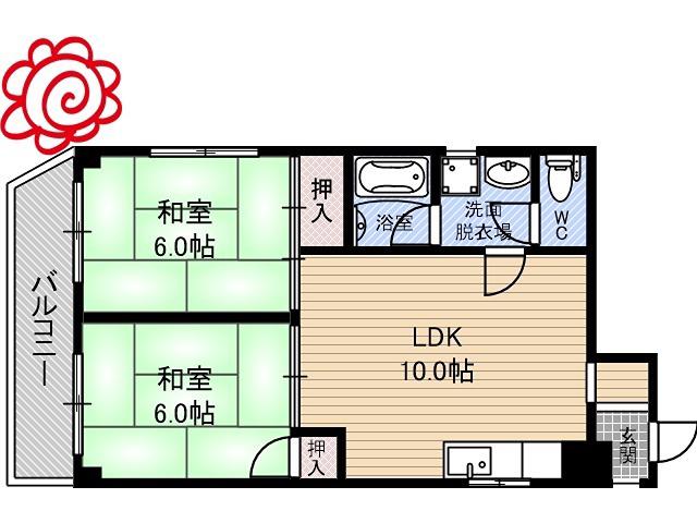 グリーンスコープ鶴見(2LDK/4階)の間取り写真
