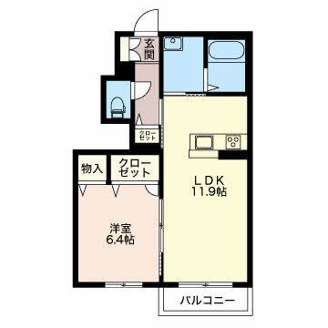コンフォーザ(1LDK/1階)の間取り写真
