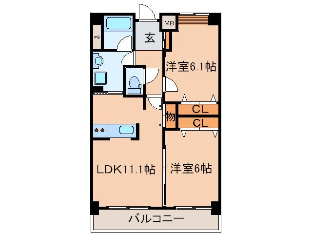 アビティ砧(2LDK/2階)の間取り写真