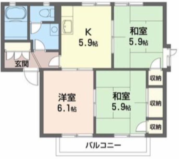 緑台ハイツ(3K/2階)の間取り写真
