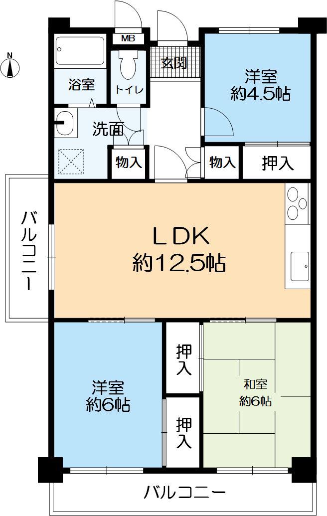 セントラルレジデンシャル603(3LDK/6階)の間取り写真