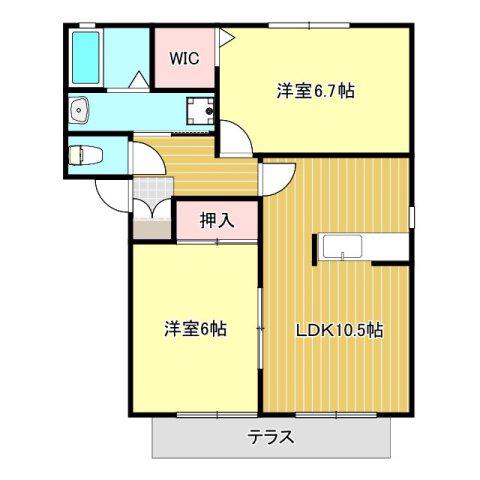 メゾンライム A棟(2LDK/2階)の間取り写真