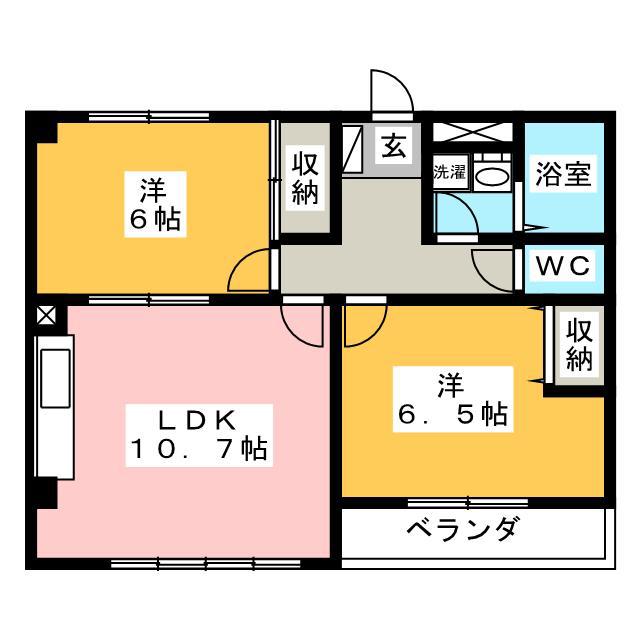 ピソアネシス(2LDK/1階)の間取り写真