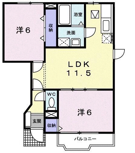 エピナールI(2LDK/1階)の間取り写真