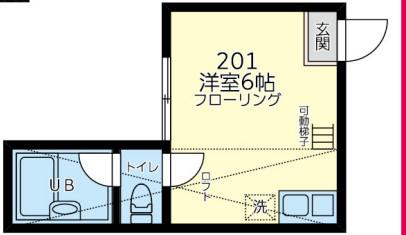 ユナイト天王町コニーホーキンス(ワンルーム/2階)の間取り写真