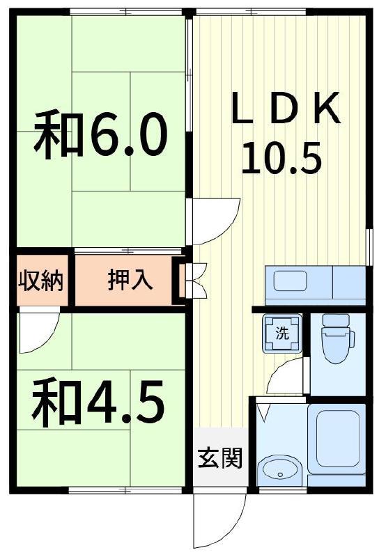 鈴木園ハイツ(2LDK/1階)の間取り写真