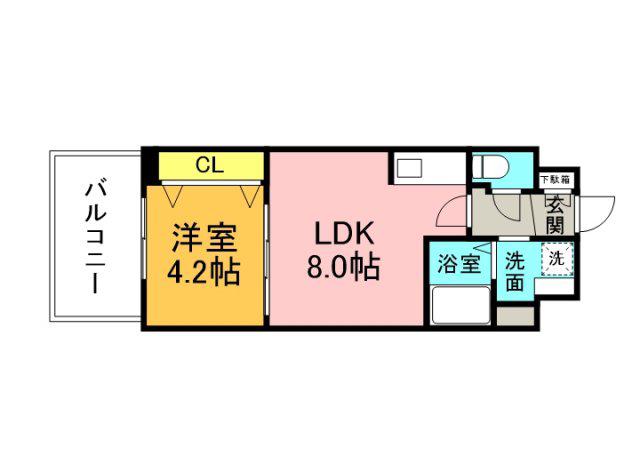 メイクス京橋川II(1LDK/4階)の間取り写真