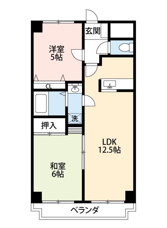 グリーンウッド(2LDK/2階)の間取り写真