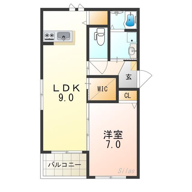 シャルマンドミール堺(1LDK/1階)の間取り写真