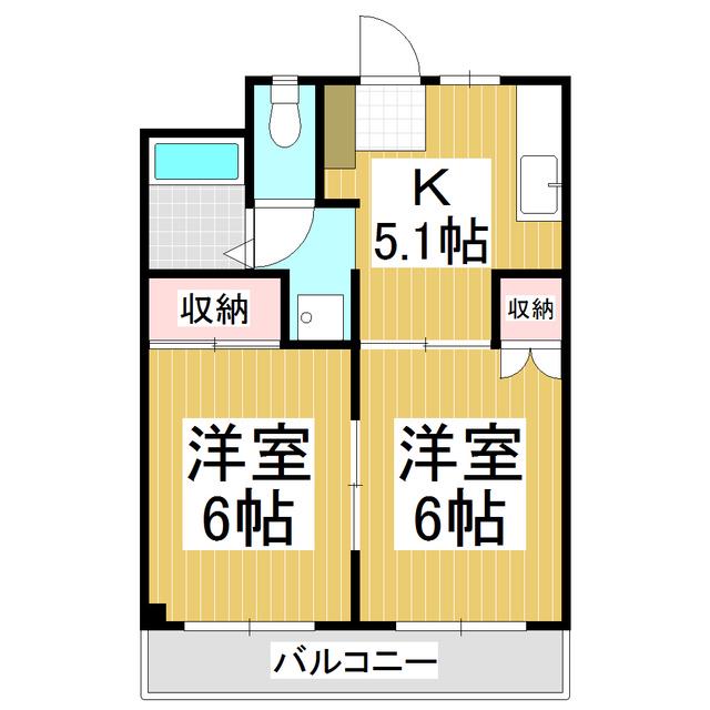 エーデルハイツ(2K/2階)の間取り写真
