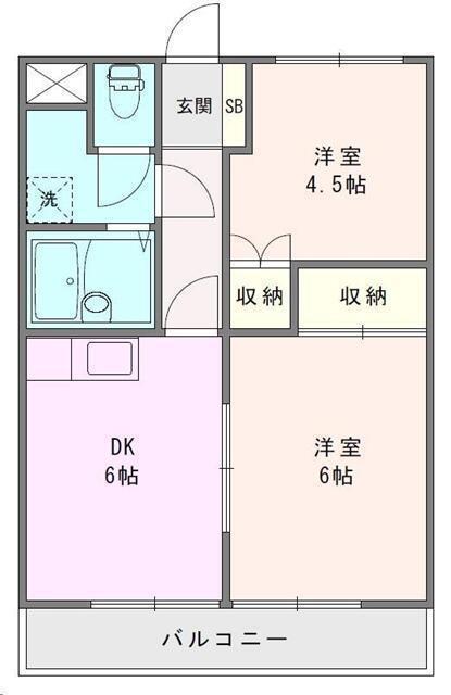 さくら都市マンション1番館(2DK/4階)の間取り写真