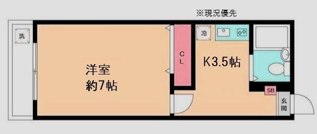Fコート新吉田I(1K/2階)の間取り写真