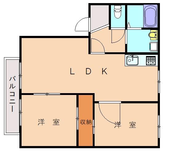 フレグランス若木台(2LDK/2階)の間取り写真