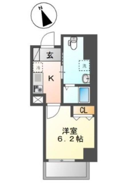 カナロア(1K/1階)の間取り写真