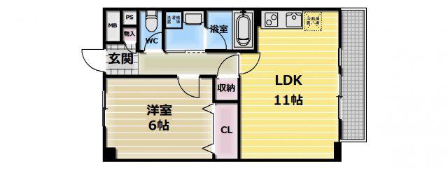 アルシオネ(1LDK/7階)の間取り写真