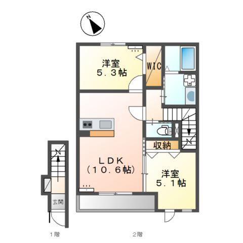 HOTTO HOUSE(2LDK/2階)の間取り写真