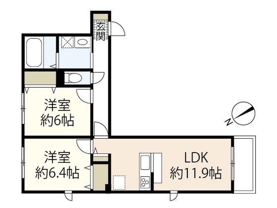 ユアメゾン南観音(2LDK/3階)の間取り写真
