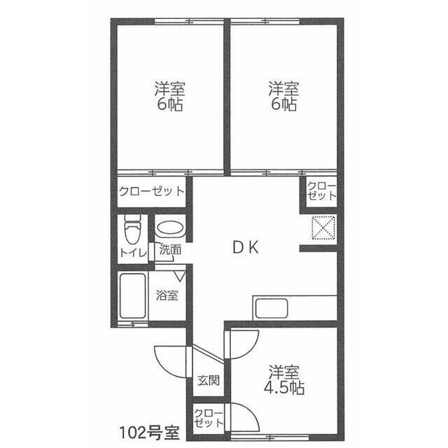 クレスト南越谷(3DK/1階)の間取り写真