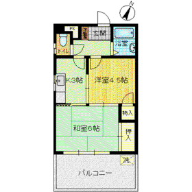 根本ビル(2K/2階)の間取り写真