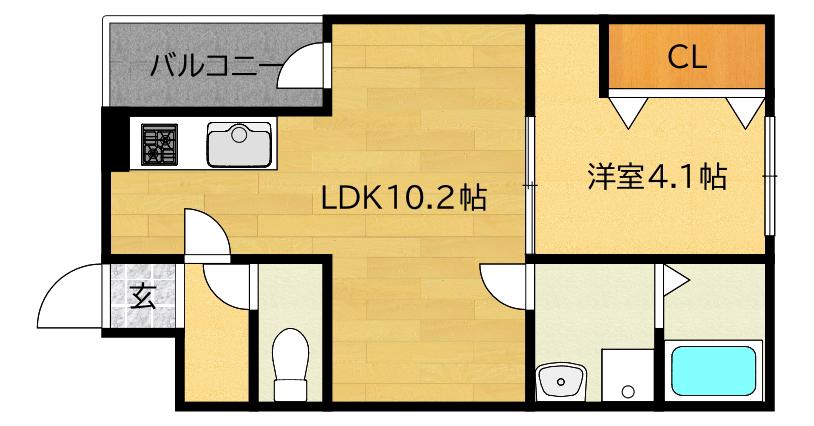 エムグレース平野(1LDK/3階)の間取り写真