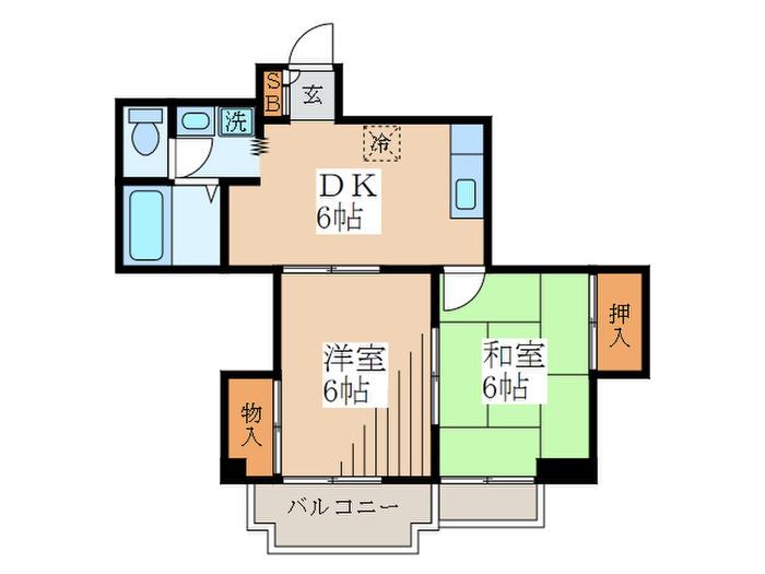 サンライズ61(2DK/3階)の間取り写真